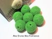 2 perles crochet 23.5mm vert perles acrylique recouverte de coton au crochet 