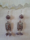 B729- boucles d'oreilles en métal argenté et perles en verre mauve de style ethnique 