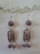 B729- boucles d'oreilles en métal argenté et perles en verre mauve de style ethnique 