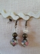 B154- magnifiques boucles d'oreilles en métal de couleur bronze avec une perle lampwork en verre de 12 mm et d'une perle en verre 