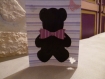 Carte double a rayure décorer d un ours noir 