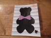 Carte double a rayure décorer d un ours noir 