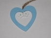 Coeur en bois de couleur bleu à suspendre 