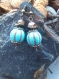 Boucles d'oreilles perles howlite citrouille bleu turquoise 