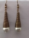 Boucles d'oreilles bronze et perle nacrée 