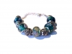 Bracelet vintage perles de murano jaunes, vertes à motifs 