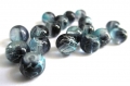 20 perles noir tréfilé bleu et blanc 6mm ronde en verre 