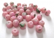 20 perles rose moucheté vert en verre peint 4mm (a-19) 
