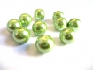 10 perles nacré vert anis en verre 10mm (f-05) 
