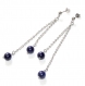 5962r / longues boucles d'oreilles en acier (coul argent ) lapis lazuli bijou 