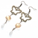 5861r / boucles d'oreilles originales bronze papillon cristal saumon blanc bijou 