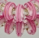 Perle européenne en verre murano, rose avec spirale en 3 d 