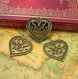 3 breloques charms en filigrane de coeur pendentifs antique bronze 27x27mm de ch0049 
