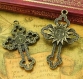 2 breloques en laiton antique charms croix , pendentifs croix 52x33mm ch0456 