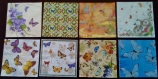 Lot de 8 serviettes divers en papier motif "fleurs et des papillons" 33 cm x 33 cm 3 plis 