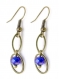 Boucles d'oreilles bronze * perles en verre bleues * anneaux * 