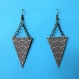 Boucles d’oreilles bronze * triangles en papier * motifs * 160 