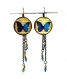 Boucles d’oreilles dormeuses bronze avec cabochons en résine * papillons bleus * 