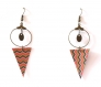 Boucles d’oreilles créoles bronze * triangles en papier * motifs rayures multicolores * 129 