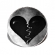 Bague argentée avec cabochon synthétique * cœur brisé noir et blanc * 