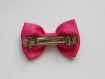 Barrette métal 5 cm avec noeud papillon en tissu rose et imprimé 