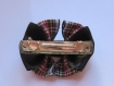 Barrette métal 5 cm avec noeud papillon en tissu satin noir et écossais assorti 