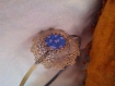 Serre-tête - fantaisie - et son cabochon - fleurs asiatiques - bleu 