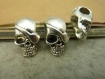 10 métal argenté vieilli , 20mm * 12mm - trou 6.5mm , perles de crâne c5324 