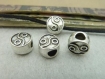 10 métal argenté vieilli , 7mm * 10mm trou de 4.5mm , perles perles macroporeuses perforées , c6252 