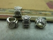 20 métal argenté vieilli perles owl perforation 7 * 8 * 10 trous 4.5mm c6533 