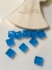 Perles carrées en verre en turquoise x10 