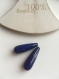 Duo de perles gouttes percées en pierre en bleu foncé 