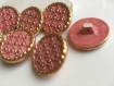 8 boutons en céramique forme ronde rose et doré diamètre 25mm 