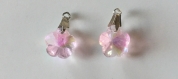 Duo de pendentifs fleurs en cristal de verre couleur rose x2 