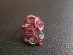 Bague aluminium couleur rose-argent spirale 