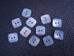 10 x boutons en nacre coquillage naturelle couleur bleu forme carré 12mm x 12mm 