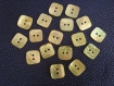 17x boutons en nacre coquillage naturelle doré carrés 17mm x 17mm 
