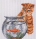 Dmc bk669 - le chat et le poisson rouge - cat and goldfish - kit complet broderie 