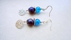 Boucles d'oreilles bleues ethniques & semi -précieuses~ médaillon lazuli ~ 