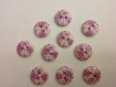 Bouton bois 15 mm fleurs rose lot de 10 