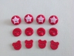 Lot 12 boutons fantaisie assortiment rouge 