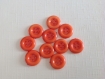Boutons ronds 13 mm orange 4 trous lot de 10 