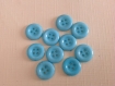 Boutons ronds 13 mm bleu turquoise 4 trous lot de 10 
