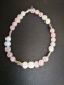Bracelet en pierre naturelle de quartz rose et d'agate blanche