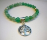 Bracelet en aventurine verte et arbre de vie