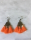Boucles d'oreilles pompons orange
