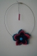 Collier fleur crochet bleu et rose