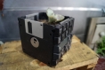 Pot fleur disquette noir