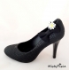 Clips chaussure noeud noir et fleur en dentelle