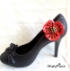 Clip à chaussures coquelicot rouge et noir.